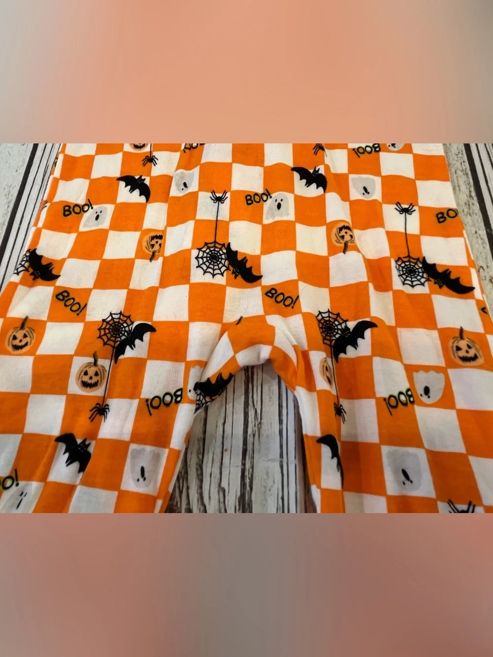 Halloween Checked Footed Pajamas Romper Boy's 3-6 Months Old Navy Fall Wear
